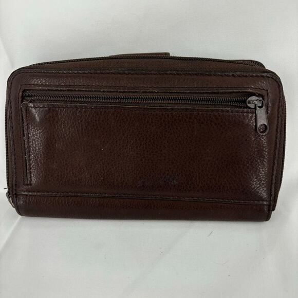 Rolfs Checkbook Wallet Brown Leather Zip Around Magnetic Snap 7.5 x 4 Inch - Picture 6 of 9
